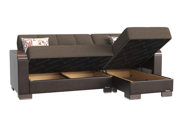 English Elm Primenest Zenaero Convertible Chaise Lounge With Wood Trim, Storage & Comfortable Sleeper Design B030P303558-GIGA