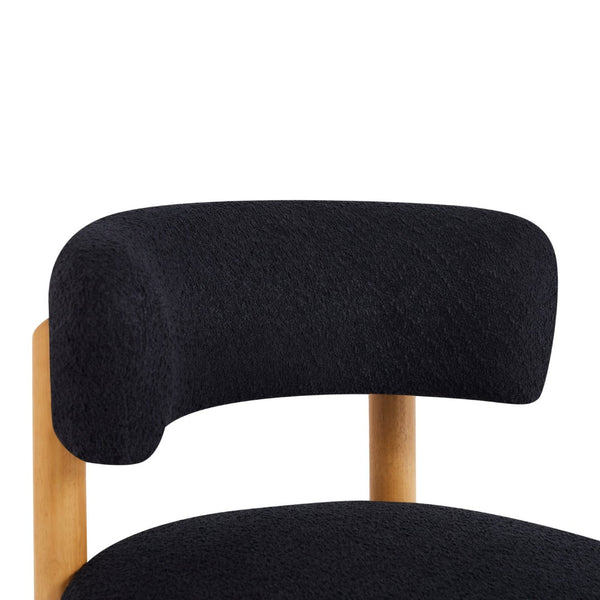 English Elm Modern Boucle Upholstered Armless Accent Chair Set with Thatched Wood Base for Living Room Black N760S0000036C