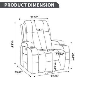 English Elm Beige Pu Leather Power Lift Recliner with Massage Lumbar Heat and Usb Charging Beige W1803S00085