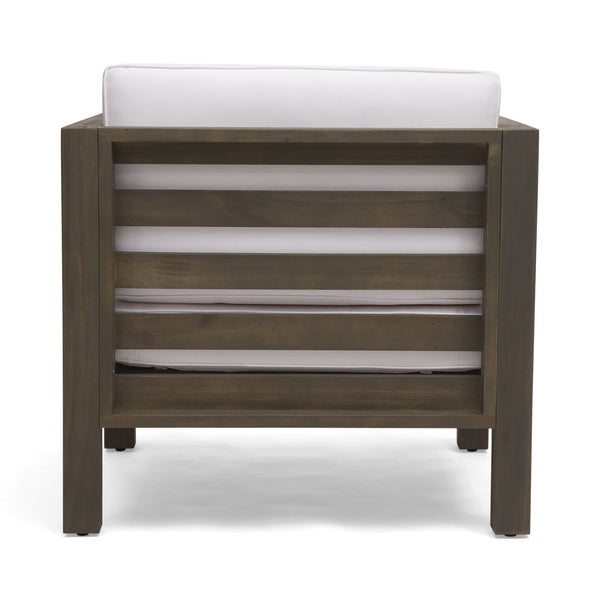 English Elm Christopher Knight Home® - OANA Outdoor Club Chair with Acacia Wood Frame, Removable Cushions, Slatted Design for Quick Drying Grey+White 65546.00WHI