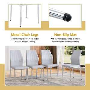 English Elm Table and Chair Set Oval Tempered Glass Top Six Seat Contemporary Dining Light Gray,Silver,Transparent W1151S04742