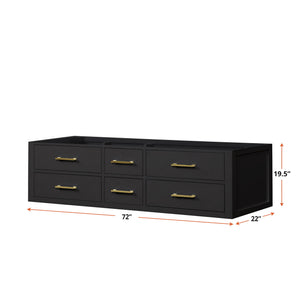English Elm Black Double Bath Vanity 72" W X 22" D - Sleek Midcentury Design With Ample Storage & Soft-Close Drawers B2731P258057