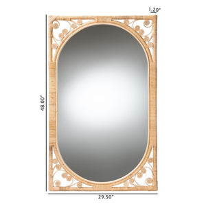 English Elm Modern Rattan Oval Wall Mirror Handcrafted Bohemian Decor for Entryways and Living Rooms B2750P420399