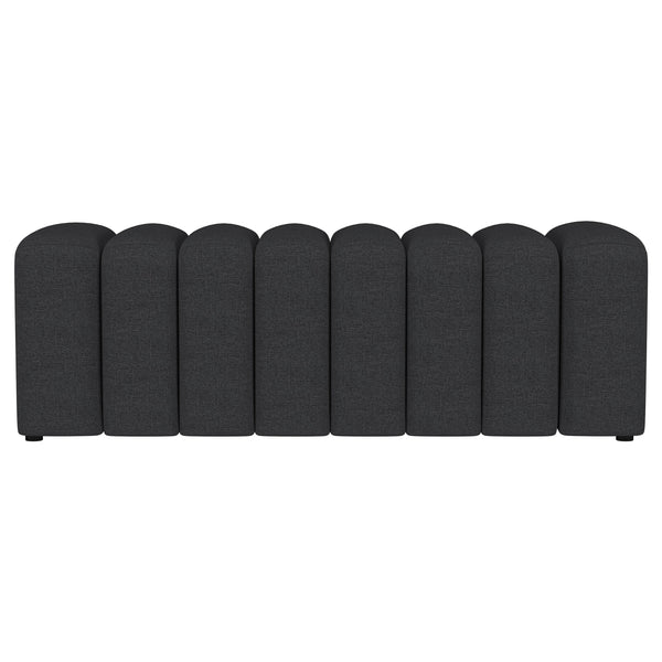 English Elm 1pc Modern Fabric Upholstered Tufted Accent Bench with Curved Silhouette Foam Cushion Sleek Minimal Legs Charcoal 55.71 L x 21.85 W x 19.49 H B011P362628