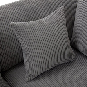 English Elm [ U_STYLE 105'' 3 Seater Sofa with Corduroy Fabric, Removable Back Cushions, Foam+Pocket Spring Comfort Gray WY000403AAE