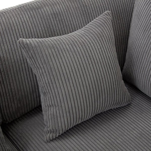 English Elm Sofa with Corduroy Upholstery Ribbed Texture Wooden Frame Living Room Seating WF532117AAE