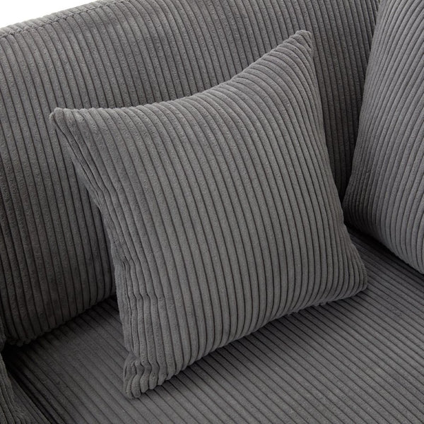 English Elm Sofa with Corduroy Upholstery Ribbed Texture Wooden Frame Living Room Seating WF532117AAE