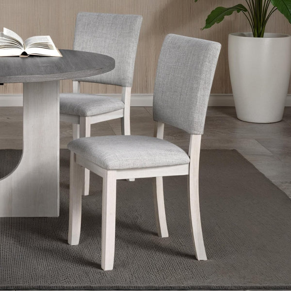 English Elm Contemporary Round Pedestal Dining Set with Upholstered Chairs for Modern Interiors Gray B2741S00779