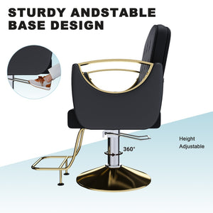 English Elm Hydraulic Salon Chair with Foot Pump Swivel Base Pu Leather Seat for Barber Tattoo Spa W2700P410954