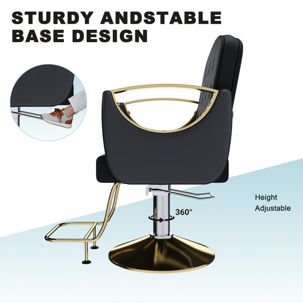 English Elm Hydraulic Salon Chair with Foot Pump Swivel Base Pu Leather Seat for Barber Tattoo Spa W2700P410954