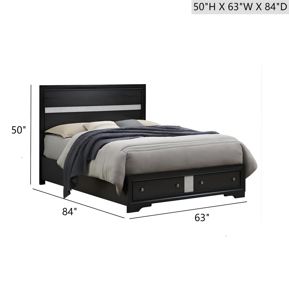 English Elm Madrid Queen Bed In Sleek Black With Built-In Storage, Modern Design & Durable Wood Finish B078S00619