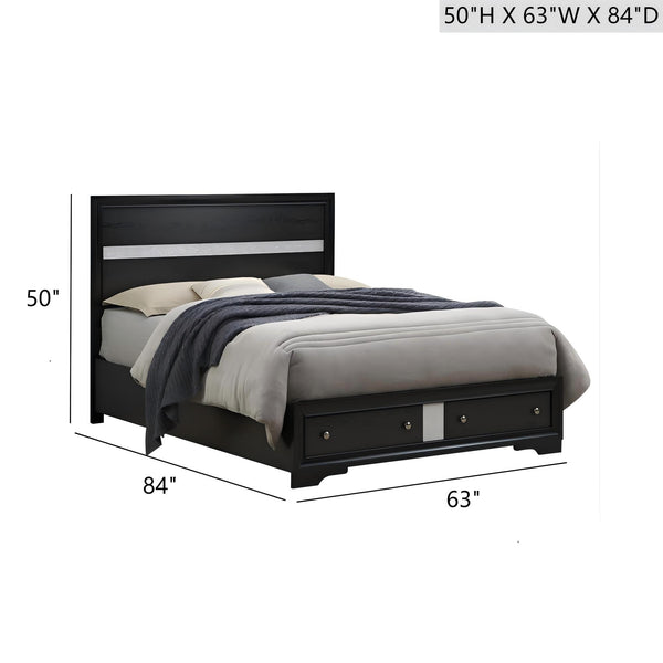 English Elm Madrid Queen Bed In Sleek Black With Built-In Storage, Modern Design & Durable Wood Finish B078S00619