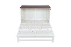English Elm Murphy Cabinet Bed Full Pine Frame Built in Charging Station Drawer Studio Guest Room W504S00192