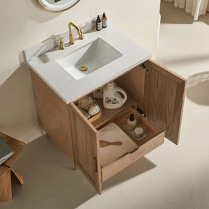 English Elm Fully Assembled 30" Light Coffee Bathroom Vanity With Solid Wood, Engineered Top & Soft-Close Drawers W1826P343423