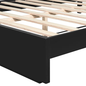 English Elm Stylish King Bed Frame Vertical Slat Headboard Low Profile Contemporary Bedroom Black N770PK369234B