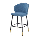 Christopher Knight Home® - Noble House - - Counter Height Bar Stools Set Of 2, Jacquard Upholstered Bar Chairs, Metal Footrest And Frame For Kitchen,Dining Room,28"H Seat Height , Blue