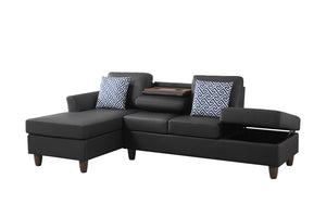 English Elm Hidden Compartment Modular Sectional with Pull Out Drawer and Coordinated Accent Pillows B2730S00065