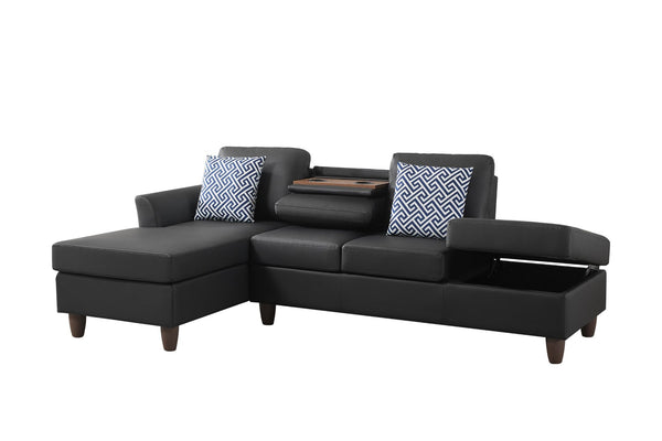 English Elm Hidden Compartment Modular Sectional with Pull Out Drawer and Coordinated Accent Pillows B2730S00065