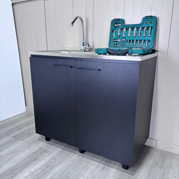 English Elm Napoles 2 Utility Sink Cabinet With Stainless Steel Top & Interior Shelf For Organized Spaces B070S00169