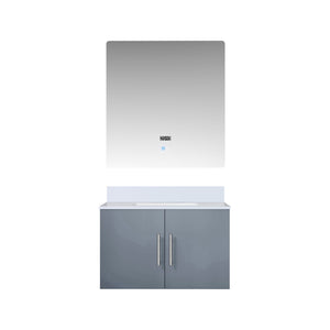 English Elm Dark Grey Bath Vanity 30 in. W x 22 in. D with Cultured Marble Top, Soft-Close, LED Mirror, Storage Durable B2731S00750