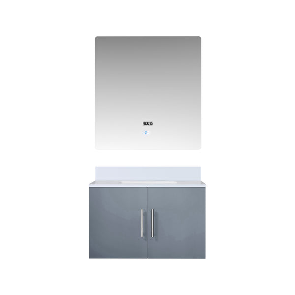 English Elm Dark Grey Bath Vanity 30 in. W x 22 in. D with Cultured Marble Top, Soft-Close, LED Mirror, Storage Durable B2731S00750