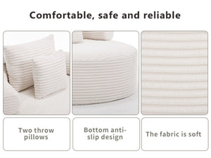 English Elm Round Cloud Sectional Sofa Bed with Memory Foam Cushions for Studio Living Spaces White W3224P444293