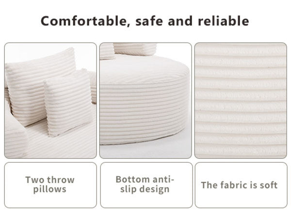 English Elm Round Cloud Sectional Sofa Bed with Memory Foam Cushions for Studio Living Spaces White W3224P444293