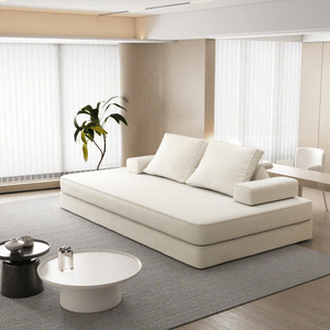 English Elm 86.6"Multifunctional Folding Sofa Bed with Chaise, Fluffy Chenille, Removable Backs & Pillows, Deep Seat Lounge Beige W3219P340665