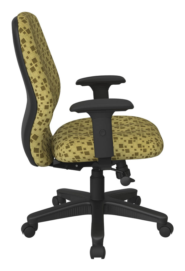 OSP Home Furnishings Mid Back Ergonomic Manager Chair with Synchro Tilt Lumbar Support and Padded Arms Kiwi 3121-K109