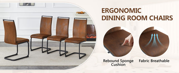 English Elm Table and Chair Set 71 Inch Walnut Grain Dining with 8 Tech Fabric Seats W1151S04283