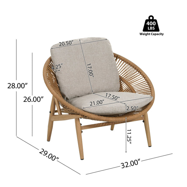 English Elm Christopher Knight Home® - Cyril Outdoor Papasan Lounge Chair - Light Brown Wicker & Beige Cushion For Stylish Relaxation N775P290578B