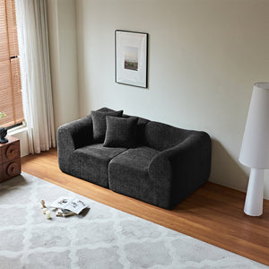 English Elm Modern Velvet Compressed 2-Seater Sofa Loveseat for Small Spaces — Plush Foam Seating, Space-Saving Design, Durable Comfort Black W1765P349642