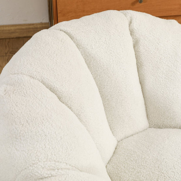 English Elm Bean Bag Lounge Chair Faux Fur Memory Foam Armrests Ergonomic Seat for Adults White W2200P239859