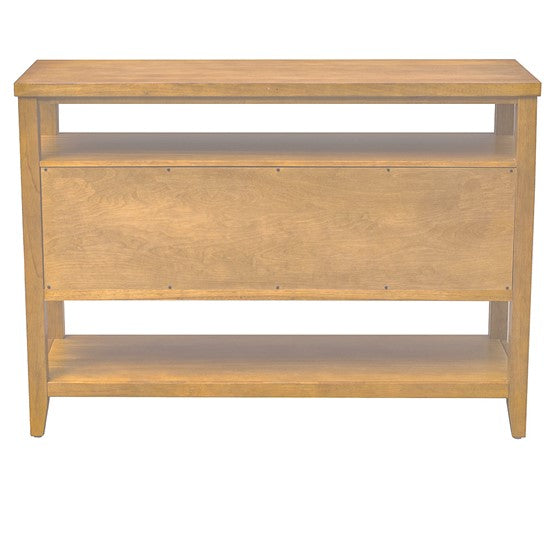 English Elm 2 Door Storage Console Table – Toasted Almond Wood Veneer, Dual Cabinets, Open Shelves, Compact Entryway Organizer B035P256575
