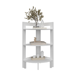 English Elm Side Table with 3 Shelves and 3 Legs — Compact 31.7" Engineered Wood Accent for Small Spaces, Modern Stylish Storage White 34.25 L x 16.93 W x 2.76 H B097P250831