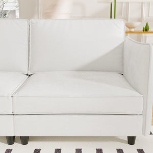 English Elm 107.8'' L-Shaped 3-Seater Sofa With Movable Ottoman & Arm Pockets – Stylish Comfort For Any Space W680S00035