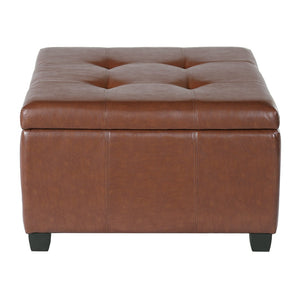 English Elm Richmond Faux Leather Lift Top Storage Ottoman with Mid Century Rosewood Legs N767P360604C