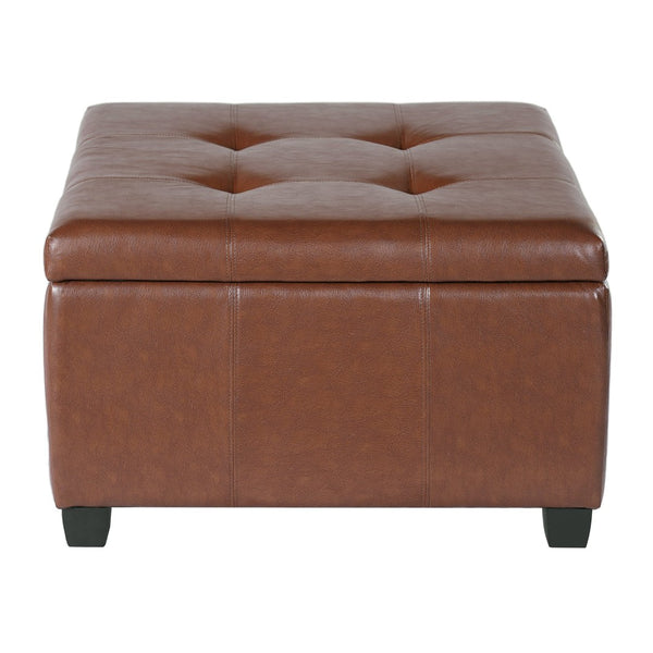 English Elm Richmond Faux Leather Lift Top Storage Ottoman with Mid Century Rosewood Legs N767P360604C