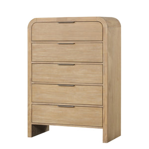 English Elm 1pc Transitional Chest 38"W x 18"D x 54"H Solid Rubberwood Mango Veneer Metal Glide Drawers Durable Finish B2741P370391