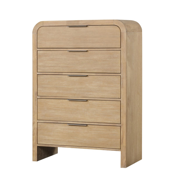 English Elm 1pc Transitional Chest 38"W x 18"D x 54"H Solid Rubberwood Mango Veneer Metal Glide Drawers Durable Finish B2741P370391