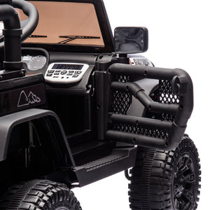English Elm 24v Kids Electric Ride on Car with Parental Remote Dual Motors and Four Wheel Suspension Black W1578P208321