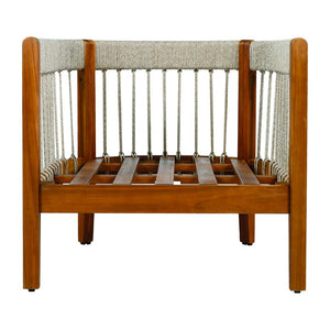 English Elm Christopher Knight Home® - Acacia Wood Outdoor Club Chair with Handwoven Rope, Curved Back & Water-Resistant Cushions for Patio Natural+Beige N767P265743N