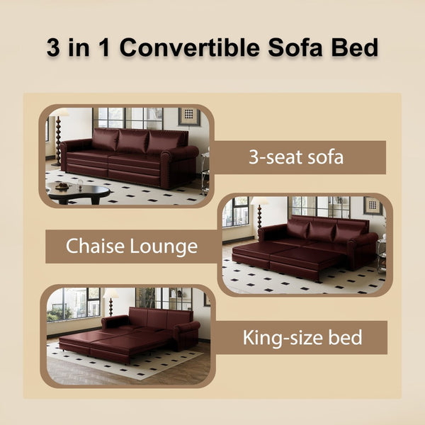English Elm Chesterfield Velvet King Sleeper Sofa with Nailhead Trim and Rolled Arms for Living Room W1885S00102