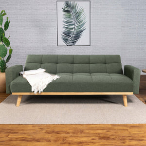 English Elm Declan Sage Green Tufted Convertible Sofa Bed with Track Arms, Modular Cozy Upholstery & Wood Frame B062P358309