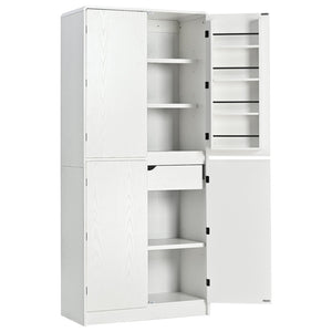 English Elm K&k Farmhouse Pantry Cabinet 72 Inch Tall Mdf Cupboard with Adjustable Shelves White N707S000021W
