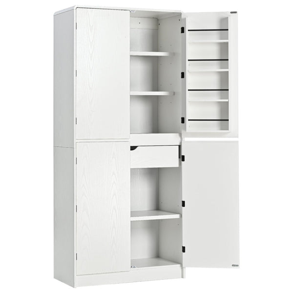 English Elm K&k Farmhouse Pantry Cabinet 72 Inch Tall Mdf Cupboard with Adjustable Shelves White N707S000021W