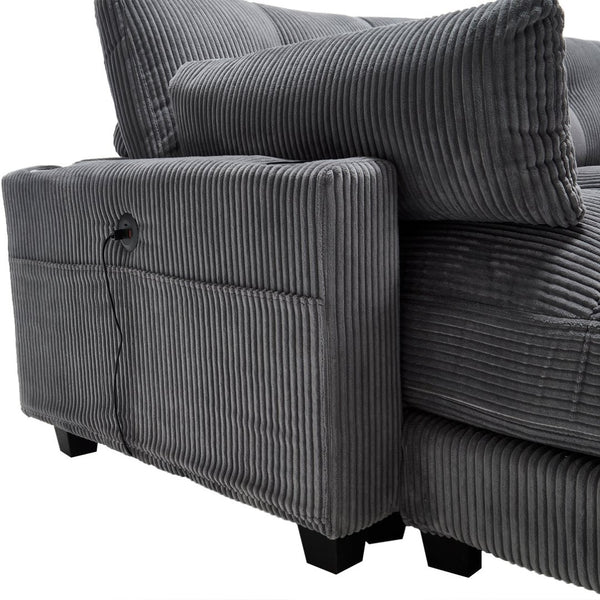 English Elm United Cozy Chaise Lounge Sofa Bed With Usb Charging, Cup Holders & Adjustable Backrest For Comfort W1568S00163-GIGA