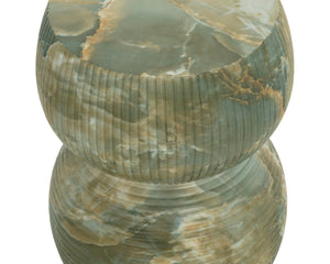 Sunpan GEMINA End Table - Elegant Marble Look with Jade Onyx Finish, Sculptural Design for Modern Spaces 112758