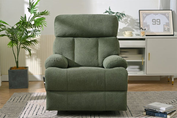 English Elm Oversized Power Lift Recliner Chair with Remote Control, Spacious Fabric Seat and Side Pocket for Comfort and Support Dark Green W1028P261277