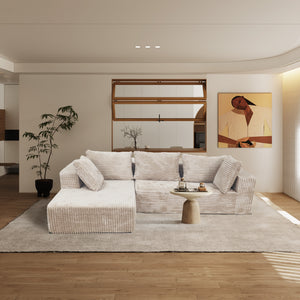 English Elm Cloud Plush Sectional Sofa L-Shape Chaise, CertiPUR-US Foam, Machine Washable Corduroy, Stain-Resistant Comfort W3341P346290